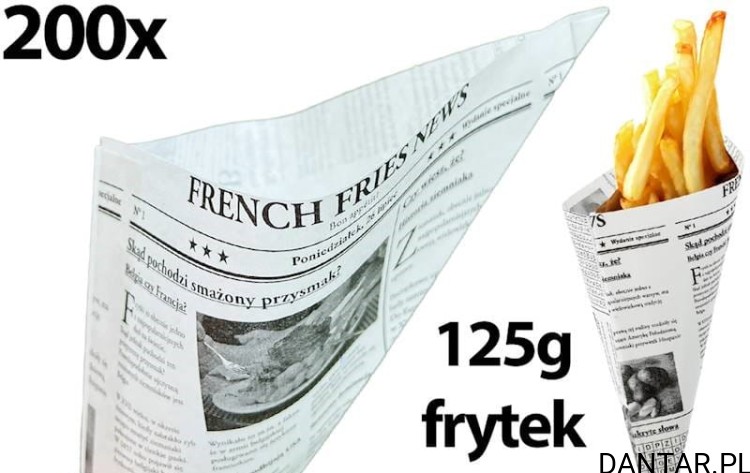 Rożek biały z nadrukiem gazeta 180x180 R- 125g a200 