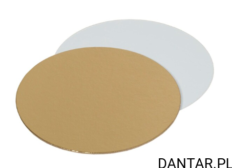 Podkład 24cm pod tort okrągły złoto-biały gładki cienki 1100g Papstar a1/50 46104