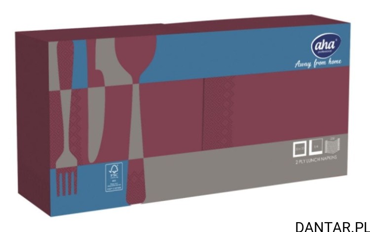 Serwetki 2-warstwowe bordo 33x33 Aha a250/8 