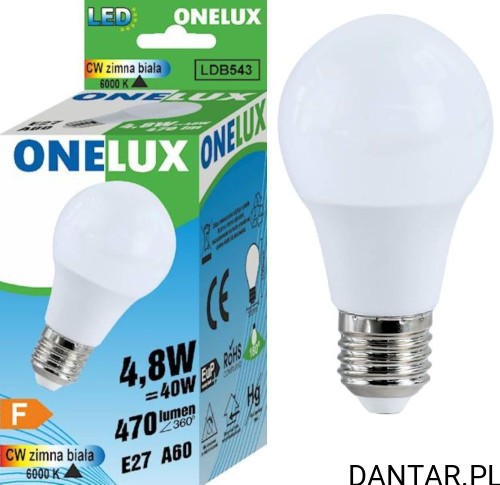 Żarówka led E27 40W (4.8W) 6500K 470lm Onelux a1/10