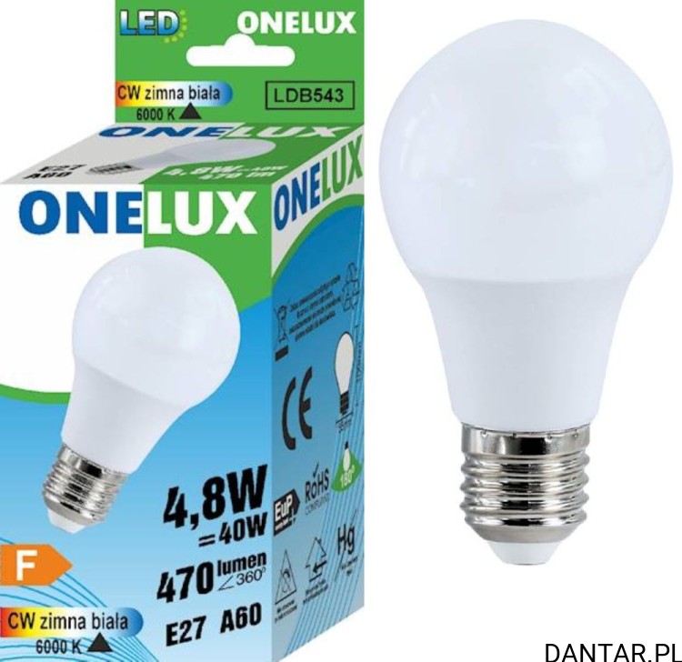 Żarówka led E27 40W (4.8W) 6500K 470lm Onelux a1/10