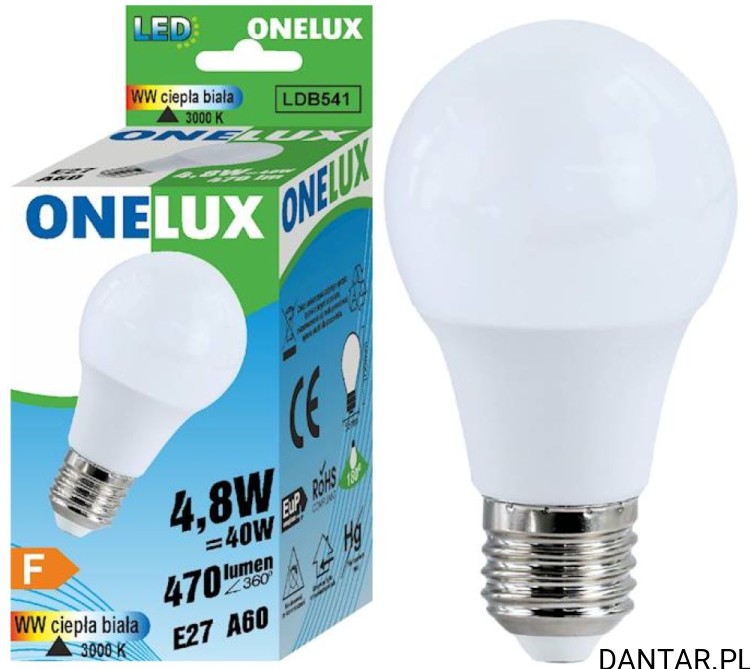 Żarówka led E27 40W (4.8W) 3000K 470lm Onelux a1/10