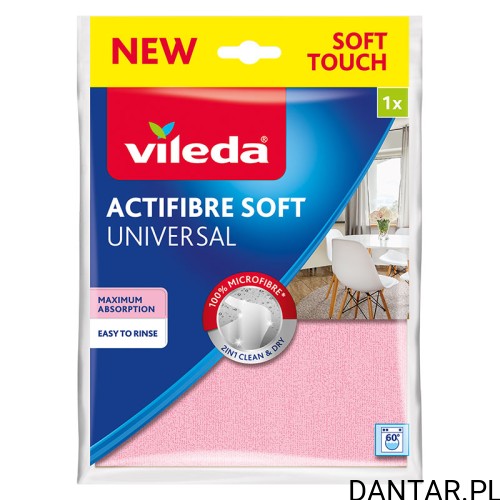 Różowa ścierka Vileda Actifibre Soft Universal w opakowaniu 1 sztuka
