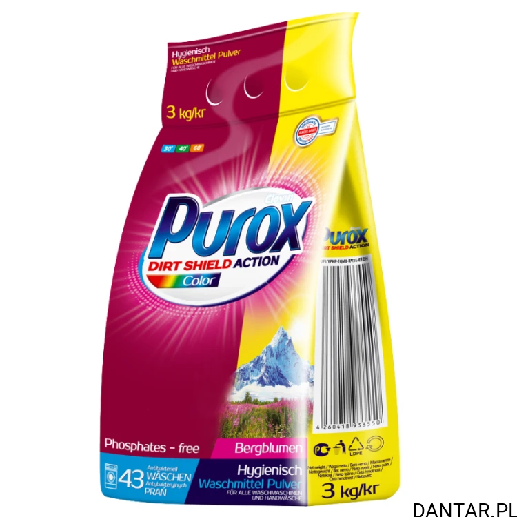 Proszek do prania Purox 3kg kolor 43 prania