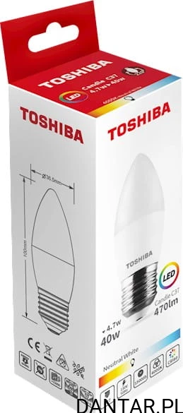 Żarówka led świeczka 4,7W E27 40W 470lm neutral white Toshiba