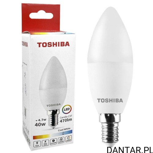 Żarówka led świeczka 4.7W E14 40W 6500K cool white Toshiba