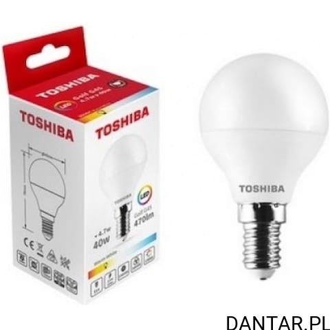 Żarówka led kulka 4.7W E14 470lm 40W 3000K warm white Toshiba