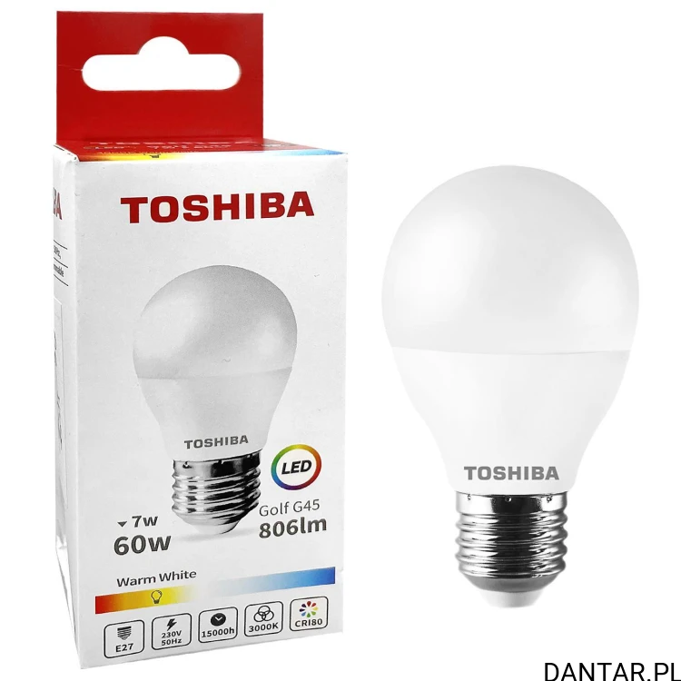 Żarówka LED KULKA TOSHIBA E27  7W 806lm 60W 3000lm WARM WHITE 