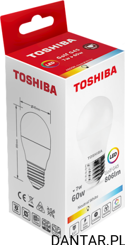 Żarówka led kulka 7W E27 60W 806lm 4000K neutral white Toshiba
