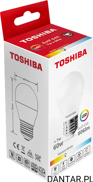 Żarówka led kulka 7W E27 60W 806lm 4000K neutral white Toshiba