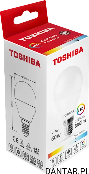 Żarówka led kulka 7W E14 806lm 6500K 60W cool white Toshiba