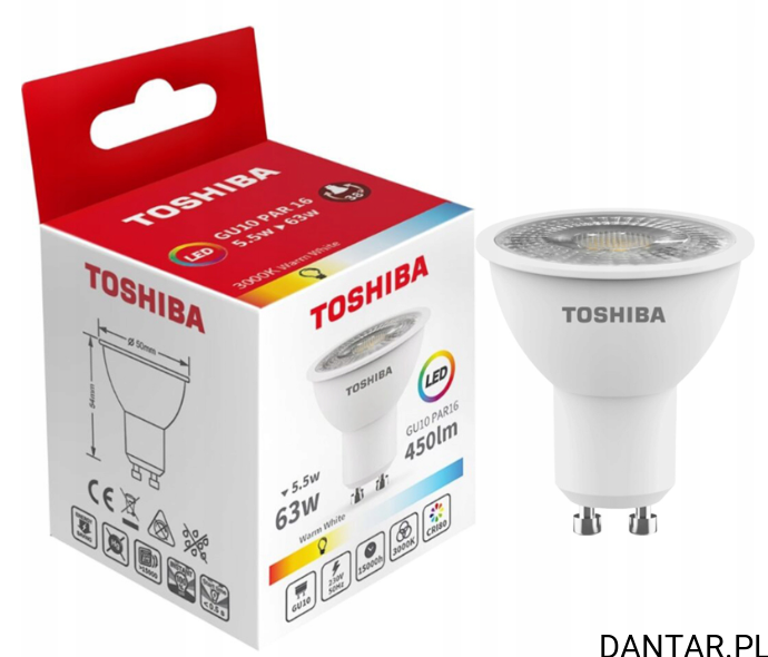 Żarówka halogenowa GU10 230V/5.5W 450LM 3000K