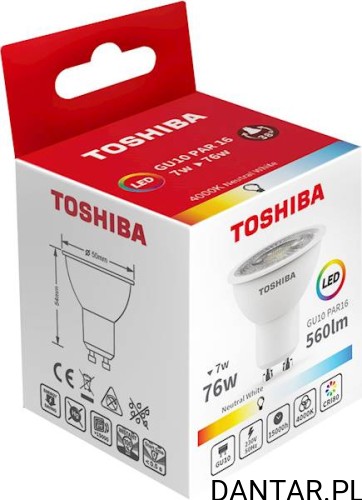 Żarówka LED TOSHIBA  7W 76W GU10 560lm NEUTRAL 4000K 