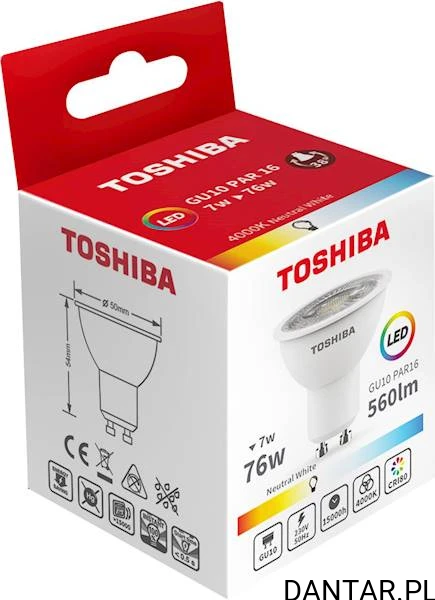 Żarówka LED TOSHIBA  7W 76W GU10 560lm NEUTRAL 4000K 