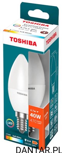 Żarówka led świeczka 4.7W E14 C37 2700K soft white Toshiba a1/5