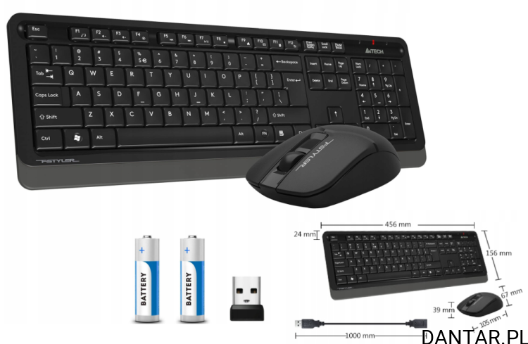 Zestaw bezprzewodowy myszka i klawiatura 4Tech FG1012