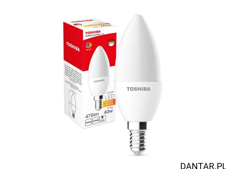 Żarówka świeczka LED TOSHIBA 40W 5W E14 470lm WARM WHITE