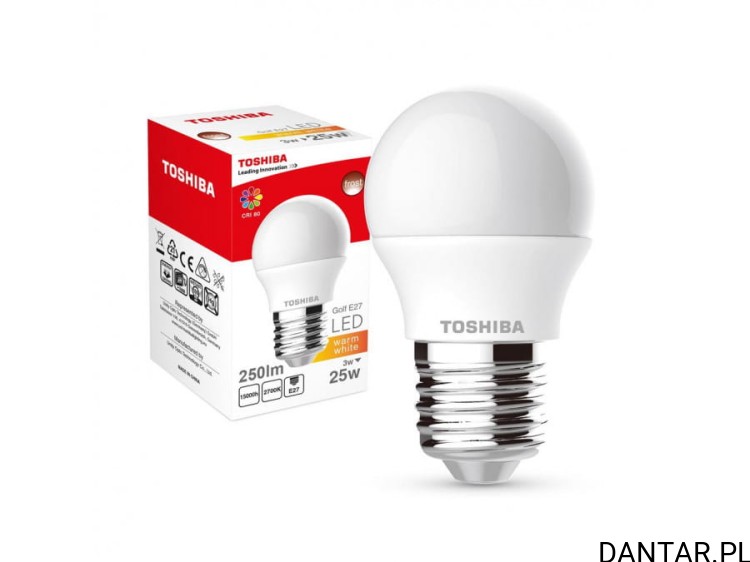 Żarówka kulka LED TOSHIBA 25W 3W E27 250lm warm wh