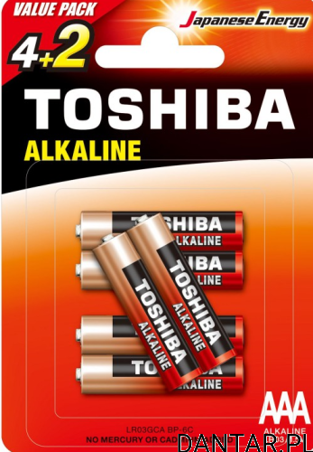 Bateria Toshiba LR03 AAA red alkaline 4+2 a1/6/72/8