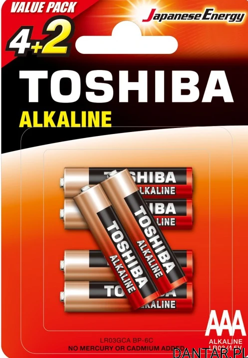 Bateria Toshiba LR03 AAA red alkaline 4+2 a1/6/72/8