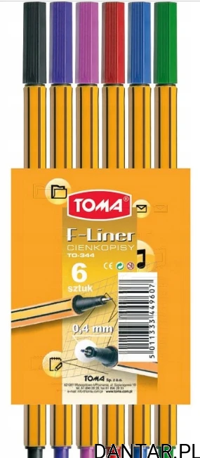 Cienkopis Toma f-liner mix 6 kolorów 0,4mm TO-344 a6