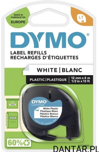 Dymo taśma 12mm/4m biała 59422 oryginał