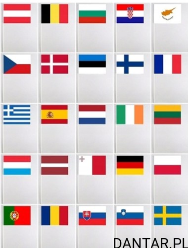Etykieta arkusz A4 flagi mix krajów EU 33x22 a20