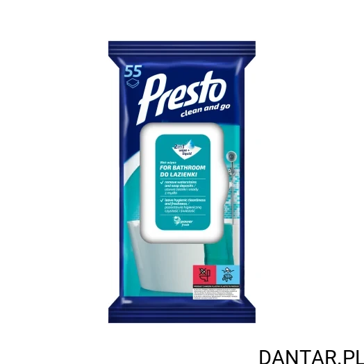 Ściereczki nasączane do łazienki Presto a55/12