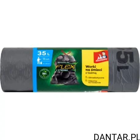 Worki 35l na śmieci czarne magnum flex z taśmą Jan Niezbędny a15/30