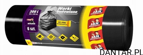 Worki 300l 135x146 na śmieci czarne LD Jan Niezbędny a6/8