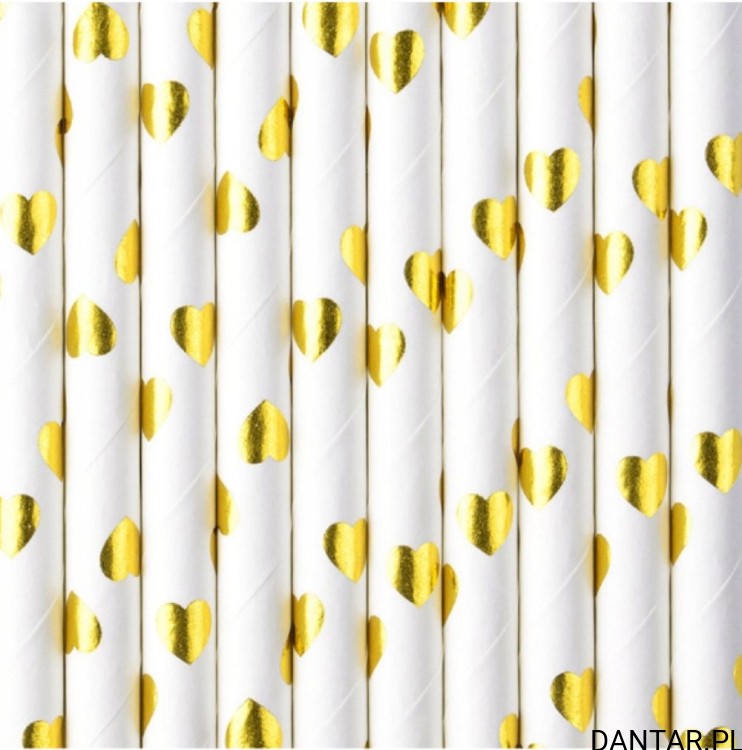 Rurka papierowa złote serca Party Deco a10