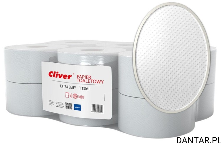 Papier toaletowy jumbo cliver biały 1-w T130/1 6057 a1/12/720