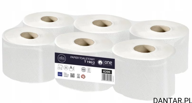 Papier toaletowy centralnego dozowania biały celuloza 2w Ellis T190/2 a6 6200
