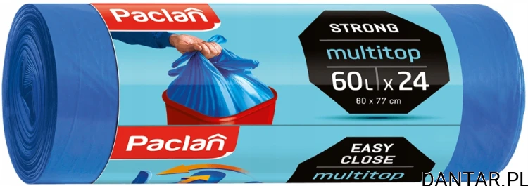 Worki 60l na śmieci niebieskie multi top Paclan a24/24