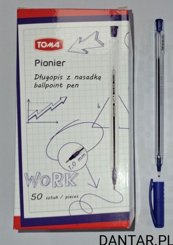 Długopis z nasadką 1mm niebieski Toma Pionier TO-023 a1/50
