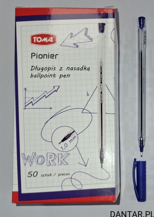 Długopis z nasadką 1mm niebieski Toma Pionier TO-023 a1/50