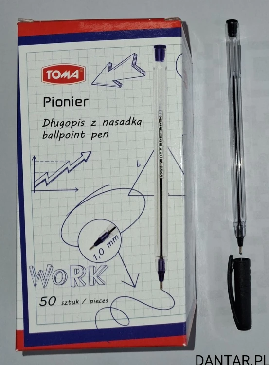 Długopis z nasadką 1mm czarny Toma Pionier TO-023 a1/50