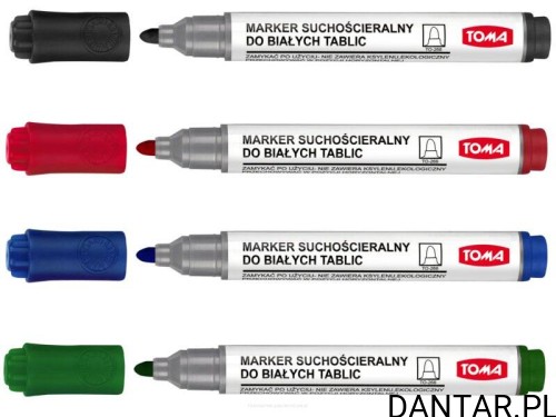 Marker suchościeralny okrągły do tablic mix kolor a4 TO-266 Toma