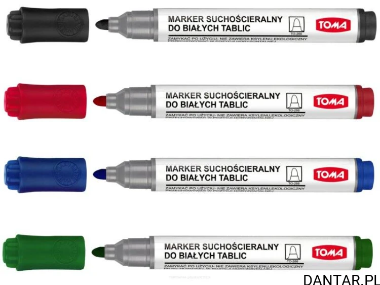 Marker suchościeralny okrągły do tablic mix kolor a4 TO-266 Toma