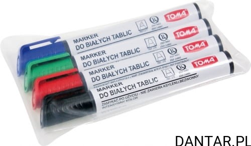 Marker suchościeralny okrągły do tablic mix kolor a4 TO-276 Toma