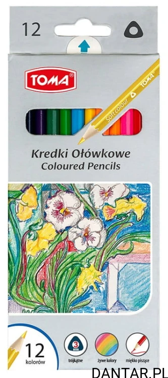 Kredki ołówkowe trójkątne 12kol Toma  TO-544 