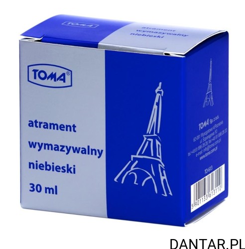 Atrament wymazywalny do piór niebieski 30ml Toma TO-613