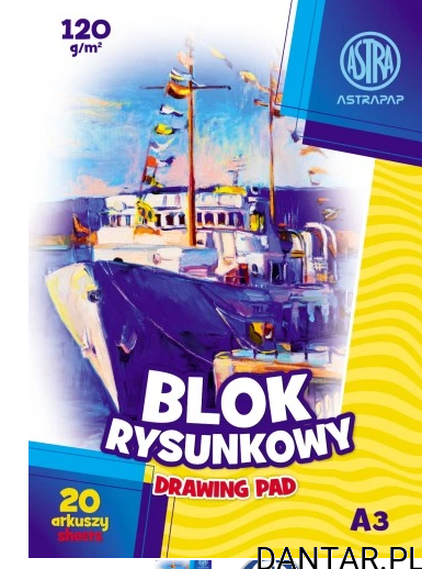 Blok rysunkowy A3 biały 120g Astra