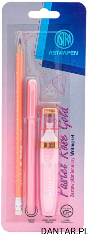 Zestaw piśmienniczy pastelowy rose gold Astrapen a3