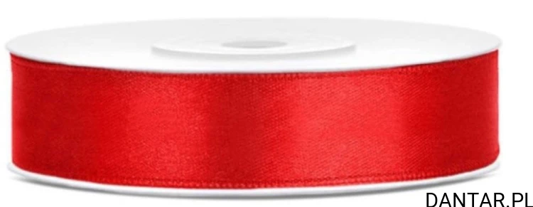Wstążka satynowa czerwona 12mmx25m TS12-007