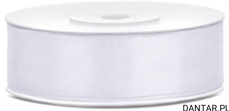Wstążka satynowa biała 12mm x 25m TS12-008