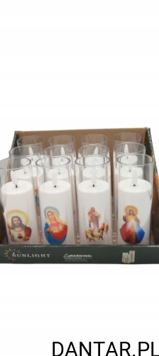 Świeczka led woskowa z efektem płomienia motyw święty a1/12
