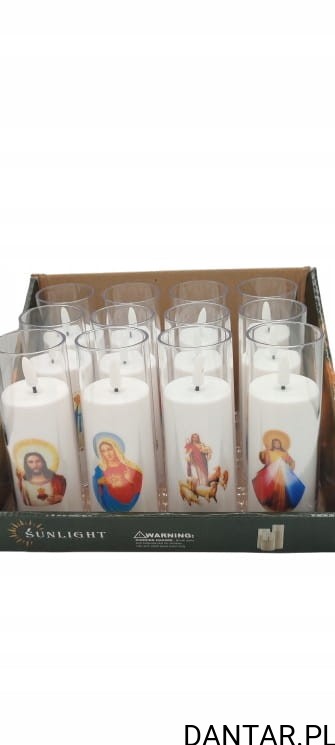 Świeczka led woskowa z efektem płomienia motyw święty a1/12