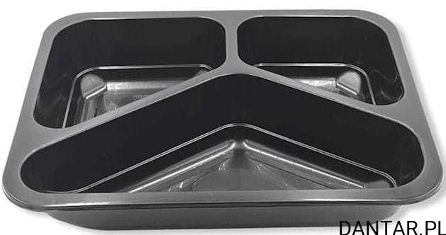 Pojemnik trójdzielny do zgrzewu czarny 1200ml MAP3C 227x178x45DC a80/4 