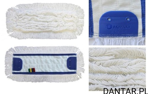 Mop 40cm językowy bawełna klips bielony z otworami Merida